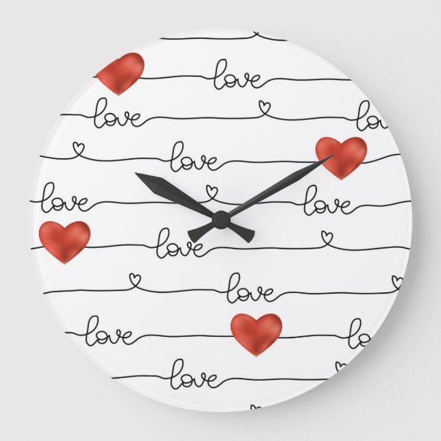 Grande Horloge Ronde Valentine Hearts : Conception 3D (Recto)