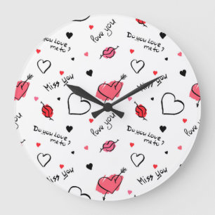 Grande Horloge Ronde Valentine's Hearts Arrow sans couture