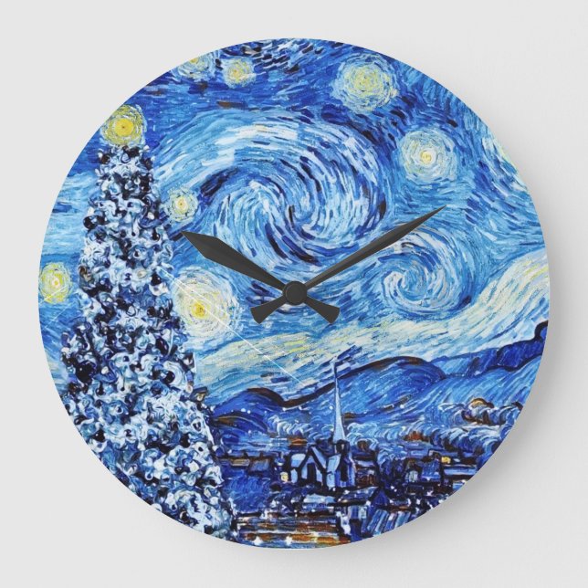 Grande Horloge Ronde Van Gogh - La Nuit étoilée - Blancs Noël (Recto)