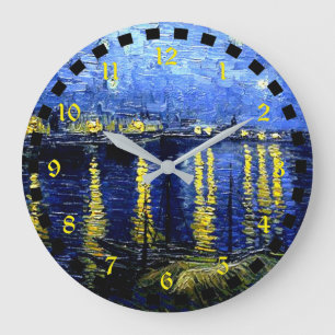 Grande Horloge Ronde Van Gogh - La Nuit étoilée sur le Rhône