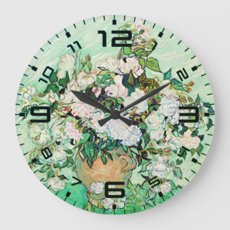 Grande Horloge Ronde Van Gogh Roses Wall Clock – Mint Elegance
