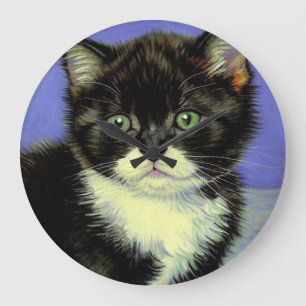 Grande Horloge Ronde Van Gogh Tuxedo Kitten