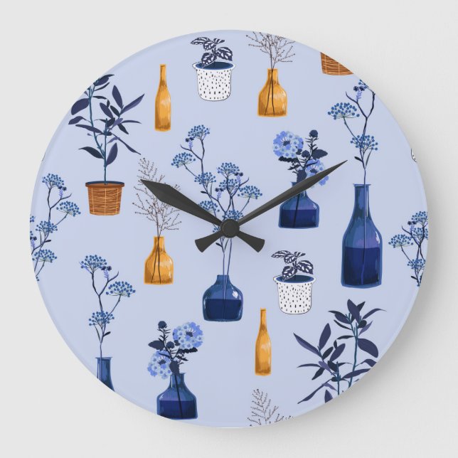 Grande Horloge Ronde Vase Fleurs Modernes Monotone Vintage (Recto)