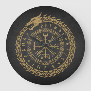 Grande Horloge Ronde Vegvisir Dessin de cercle de rune de serpent nordi