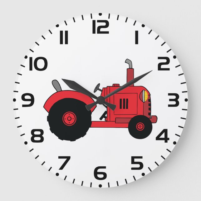 Grande Horloge Ronde Véhicule tracteur de ferme rouge (Recto)