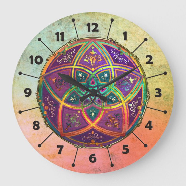 Grande Horloge Ronde Vénus Fleur d'amour fineART Oriental Antique Or (Recto)