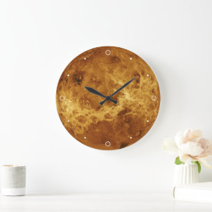 Grande Horloge Ronde Vénus Planet Système Solaire Libra Love Orange