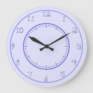 Grande Horloge Ronde Veri Peri Periwinkle Blue Fabric Font Numéros