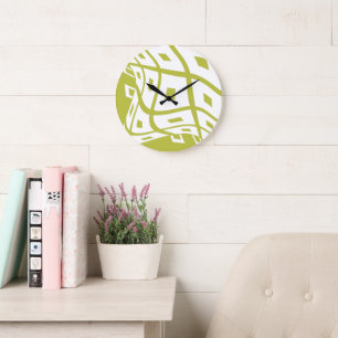 Grande Horloge Ronde Vérifier la pensée du cerveau avide - vert poire b