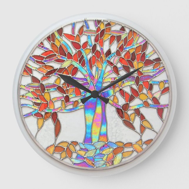 Grande Horloge Ronde Verre en verre "Arbre d'Enchantement" version 2 (Recto)