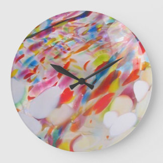 Grande Horloge Ronde Verre soufflé multicolore
