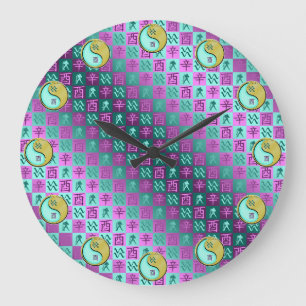 Grande Horloge Ronde Verseau & Coq de Métal
