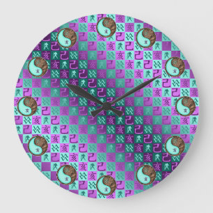 Grande Horloge Ronde Verseau & Sanglier de Terre