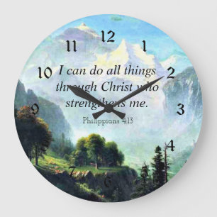Grande Horloge Ronde Verset biblique, Phil 4:13, Je peux faire toutes c