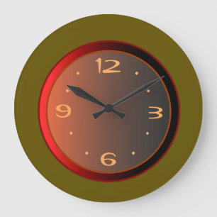 Grande Horloge Ronde Vert atmosphérique avec effets de lumière rouge