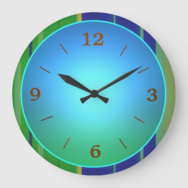 Grande Horloge Ronde Vert bleu avec Centre aquatique lumineux (Recto)