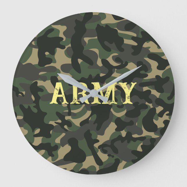 Grande Horloge Ronde Vert camouflage militaire de l'armée (Recto)