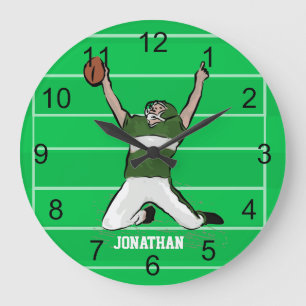 Grande Horloge Ronde Vert et blanc faits sur commande de touchdown de