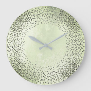 Grande Horloge Ronde Vert gris de menthe en verre de parties