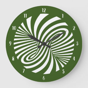 Grande Horloge Ronde Vert illusion optique à balayage psychédélique