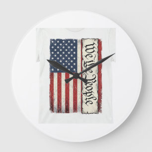 Grande Horloge Ronde Vêtement vintage drapeau We the People patriotique