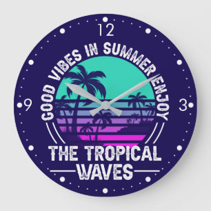 Grande Horloge Ronde Vibes d'été tropicales-82646