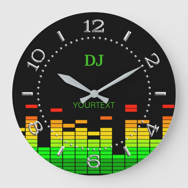 Grande Horloge Ronde Vibes égaliseur personnalisées Beat of DJ Music on (Recto)