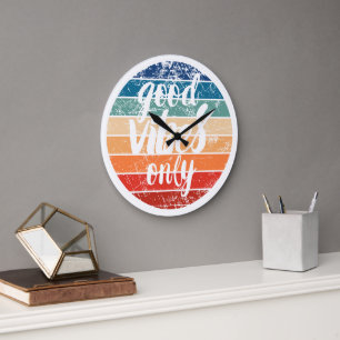 Grande Horloge Ronde Vibes Positives Uniquement