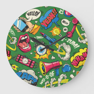Grande Horloge Ronde Vibrant Urban Retro Pop Art