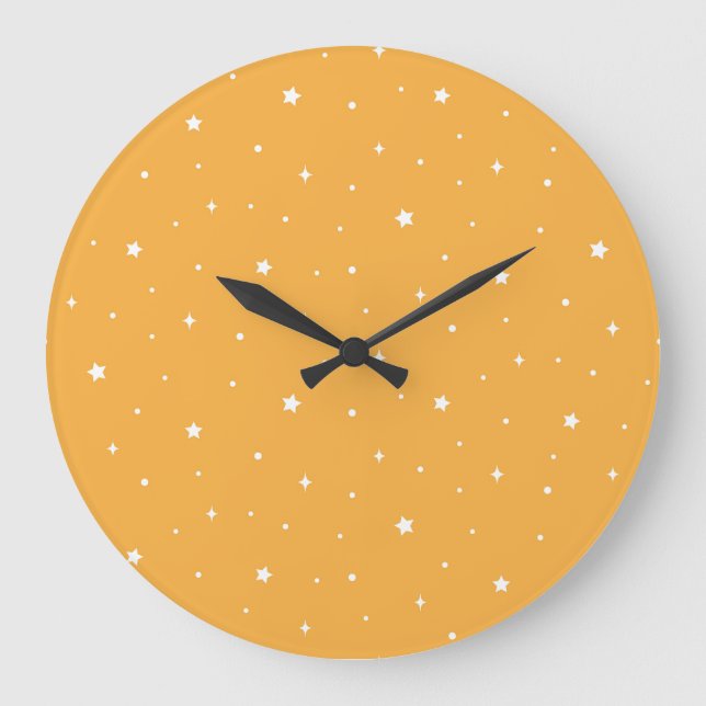 Grande Horloge Ronde Vibrant Yellow And White Galaxy Stars Graphic (Recto)