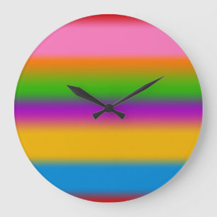 Grande Horloge Ronde Vibrantes rayures dégradées arc-en-ciel multicolor