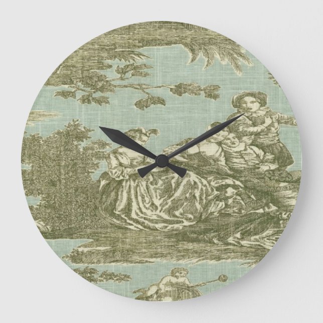 Grande Horloge Ronde Victorian French Country Toile Prince Clock (Recto)
