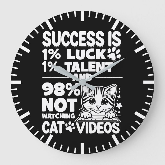 Grande Horloge Ronde Vidéos de succès contre chats - Drôle Motivationne (Recto)