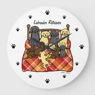 Grande Horloge Ronde Vie avec la bande dessinée de Labradors