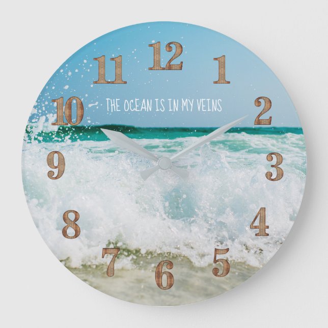 Grande Horloge Ronde Vie côtière Surfeurs Ocean Sea Life Citation perso (Recto)