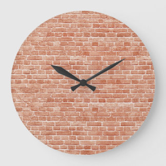 Grande Horloge Ronde Vieille texture murale en brique rouge.