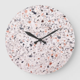 Grande Horloge Ronde Vieille texture terrazzo, motif d'hamper.