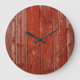 Grande Horloge Ronde Vieux bois rouge