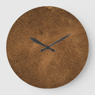 Grande Horloge Ronde Vieux cuir Brown : Arrière - plan texturé