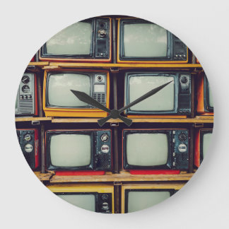 Grande Horloge Ronde Vieux écran noir de télévision rétro