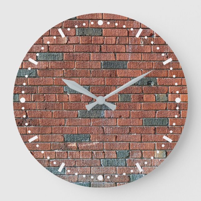 Grande Horloge Ronde Vieux mur de briques rougeâtre/brunâtre (Recto)
