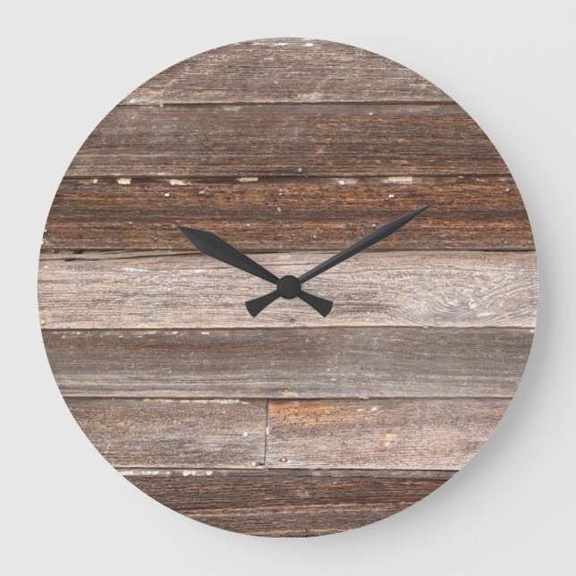 Grande Horloge Ronde Vieux mur extérieur en bois Patiné d'une ferme (Recto)