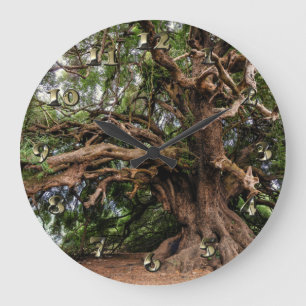 Grande Horloge Ronde Vieux Olivier rustique
