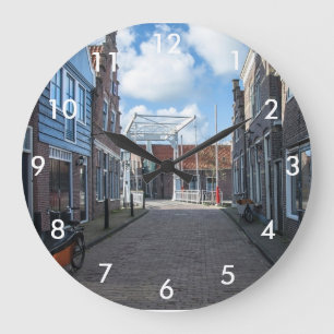Grande Horloge Ronde Village néerlandais avec pont traditionnel en bois