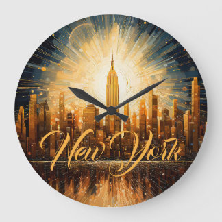 Grande Horloge Ronde Ville de New York, illustration, Colorful Modern
