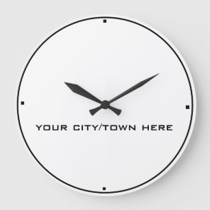 Grande Horloge Ronde Ville ou ville World Time Zone Noir et blanc