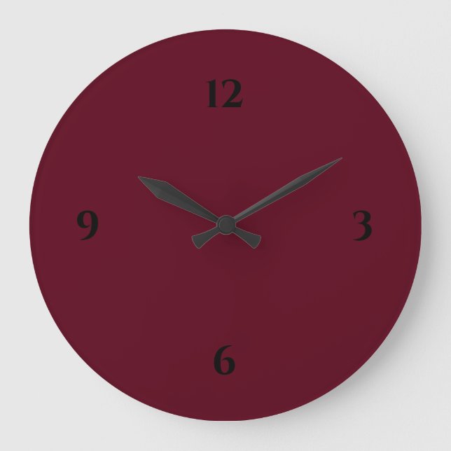 Grande Horloge Ronde Vin bordeaux simple et noir (Recto)