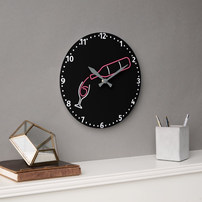 Grande Horloge Ronde Vin de néon amusant pourrissant (Bureau)