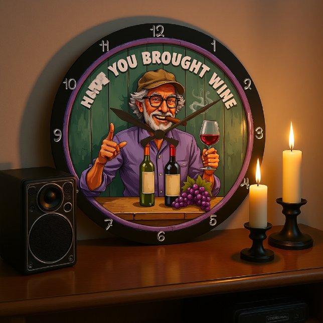 Grande Horloge Ronde Vin et Cigar pour homme souriant (Créateur téléchargé)