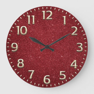 Grande Horloge Ronde Vin métallique rouge de chiffres arabes de partie